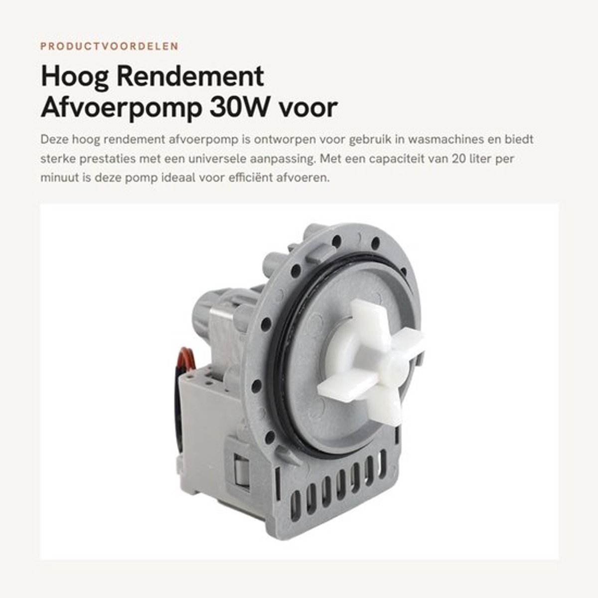 Hoog Rendement Afvoerpomp 30W voor Wasmachines