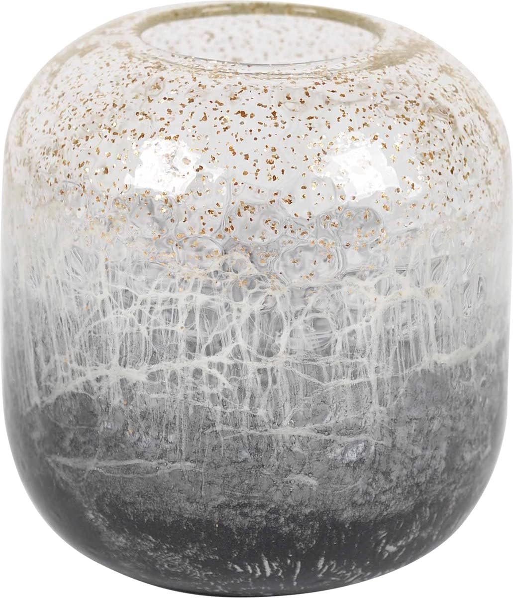 SnelShoppen - Glazen Bloemvaas Grijs-Bruin D 19cm H 21cm - Decoratieve Vaas voor Binnen en Buiten, Perfect voor Bloemen, Tafeldecoratie, Feestjes en T