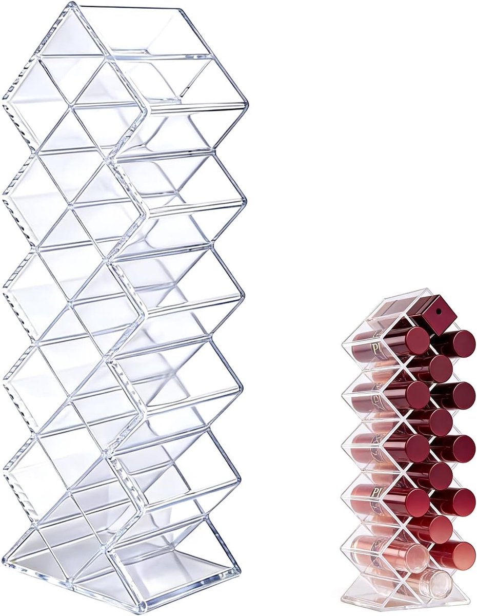 SnelShoppen - Lipstick Organizer 16 Vakken - Acryl Transparant - Visvormige Lipgloss Houder - Perfect voor Make-up Tafel en Badkamer - Ideaal voor Cos