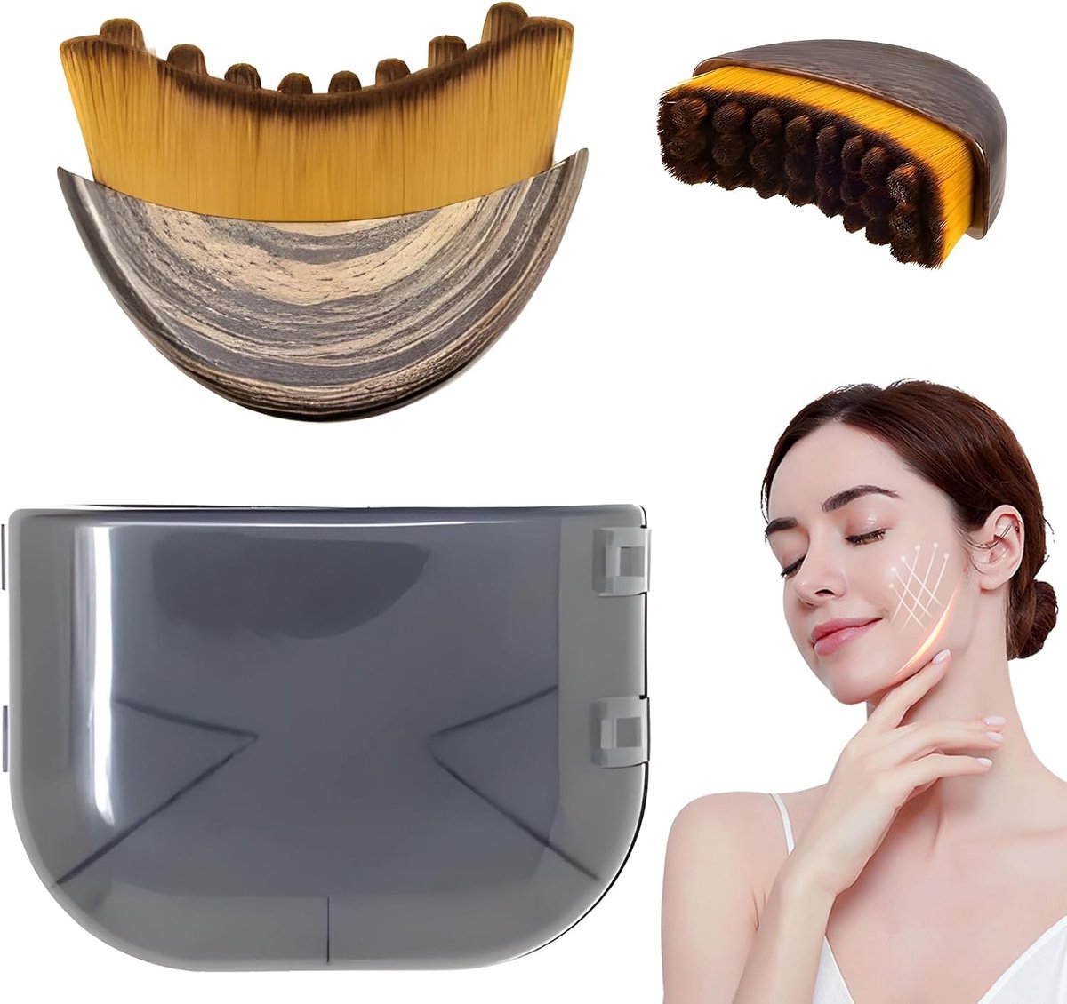 SnelShoppen - Lymfedrainage Gezichtsborstel met Ergonomisch Design, Zachte Premium Borstelharen, Perfect voor Huidverzorging, Kin-/Kaakmassages, Ideaa