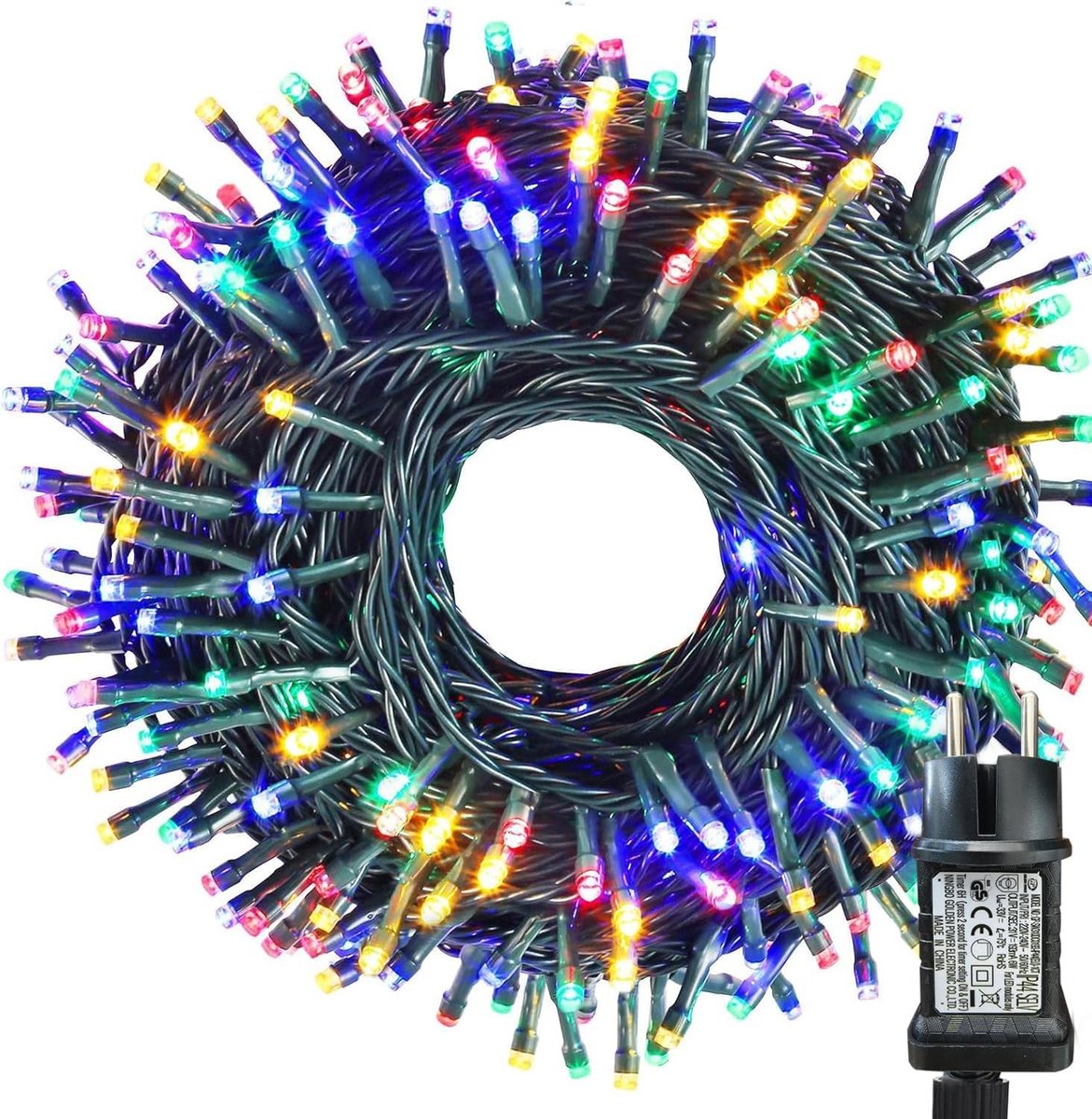 SnelShoppen - 20m Kerstverlichting Snoer met 200 Kleurrijke LED's - Buiten en Binnen Kerstverlichting Ideaal voor Kerstboom, Balkon, Feestdecoratie