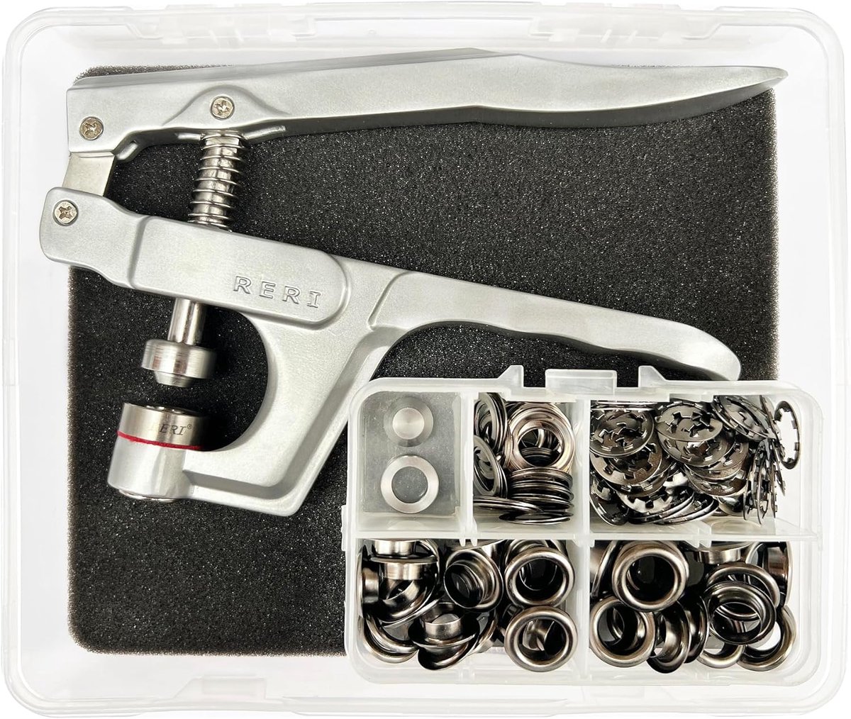 SnelShoppen - Outdoor Reclame Eye Tangs 10mm Zwart Oog Gereedschap Set voor Doeken, Zeilen, Banners en Tarp - Inclusief Pliers en Adapter