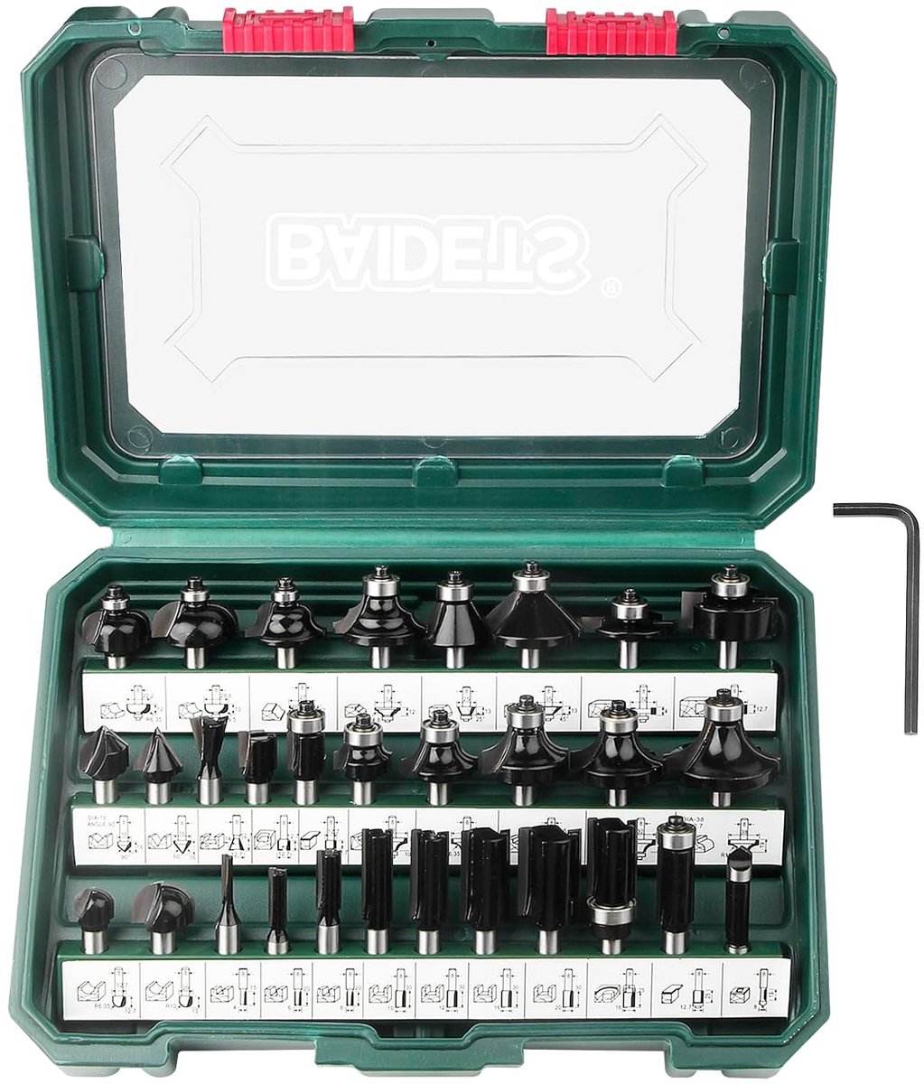 SnelShoppen - 30-Delige Houtfrezen Set - Carbide Router Bit Set met 8 mm Schacht - Hoogwaardige 45# Koolstofstaal en YG6 Legering voor Precisie en Duu