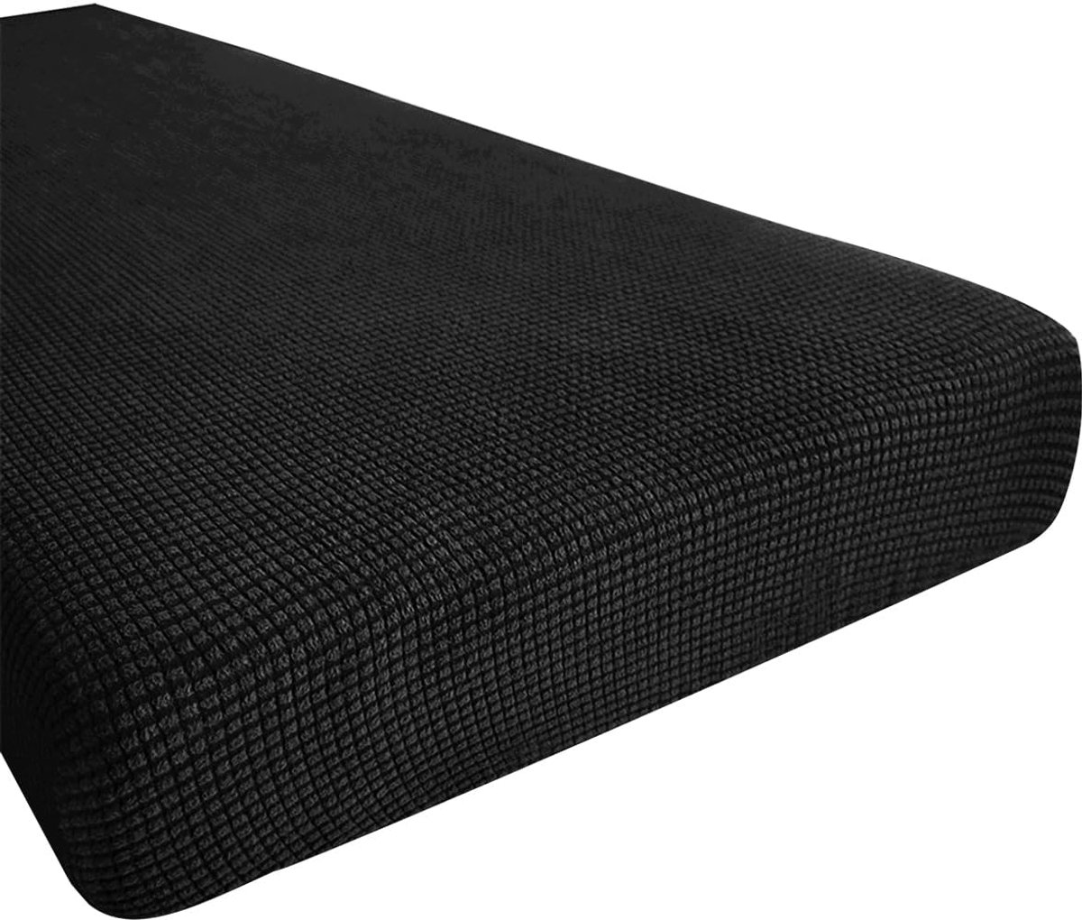 SnelShoppen - Reversible Stretch Bench Cushion Covers - Zwarte Sofa Kussenhoezen voor Kussens 102-127 cm - Elasticiteit en Bescherming - Perfect voor