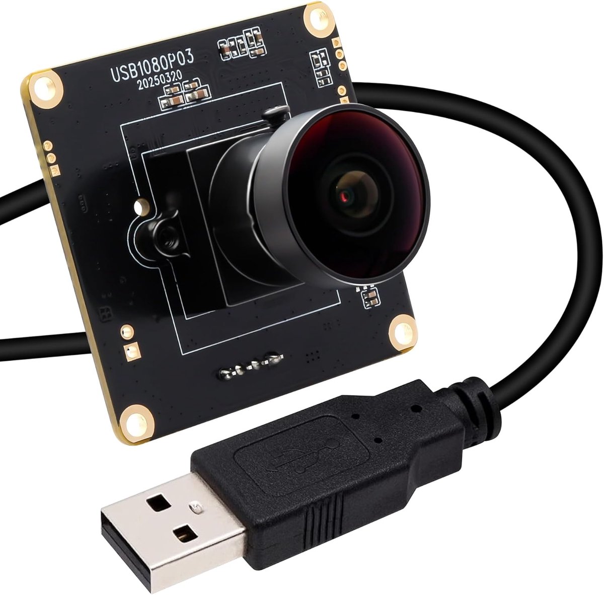 SnelShoppen - 1080P USB Webcam Starlight Camera Module, 0,0001 Lux Hoge Resolutie, M12 Groothoek Fish-eye Lens 1,95 mm, UVC Camera voor Computer en La
