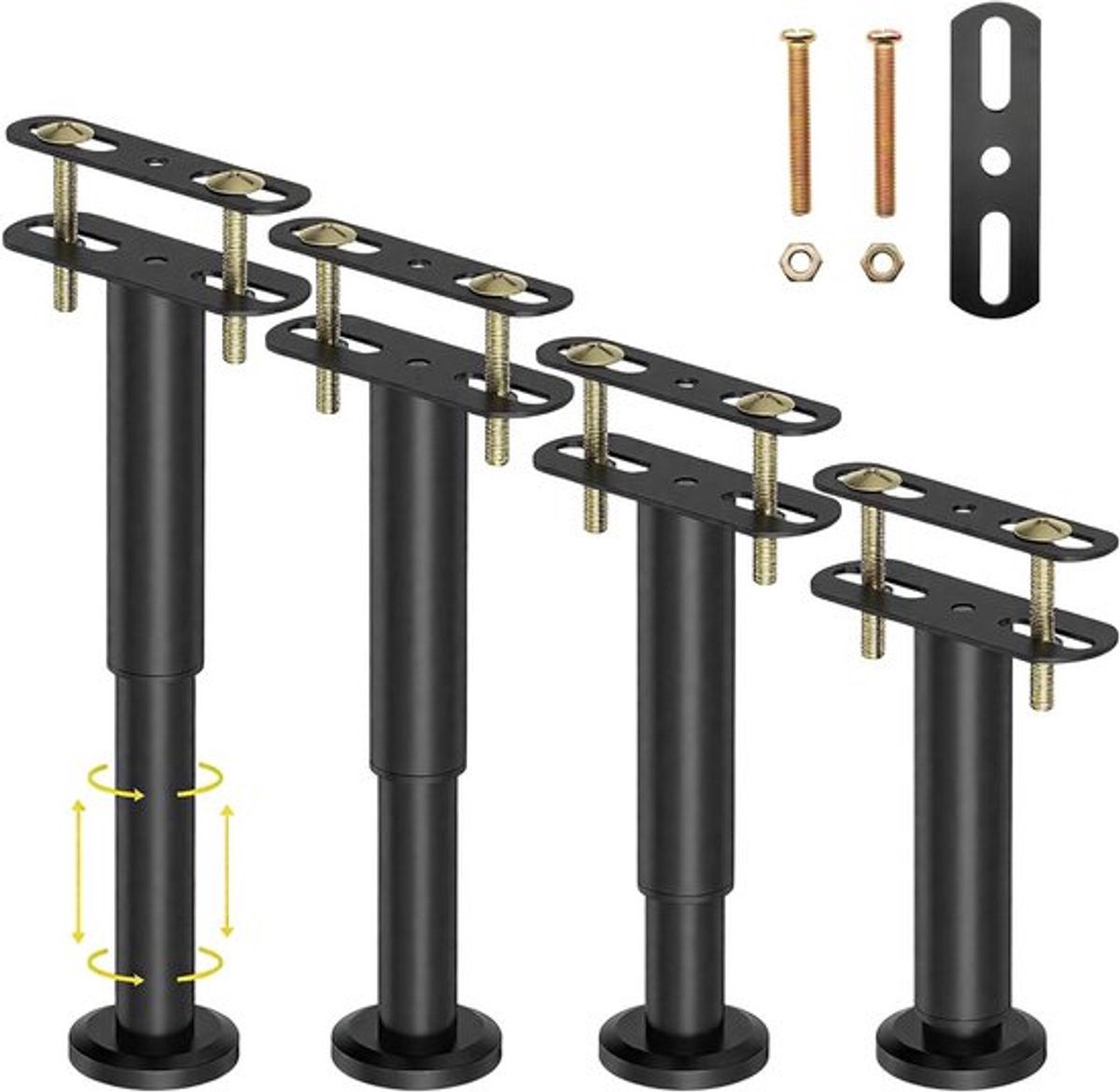 4 stuks verstelbare bedpoten, bedsteunpoten, 18-32 cm in hoogte verstelbaar. Stabiele metalen bedframe voor doe-het-zelf meubels, keukenkast, slaapbank.