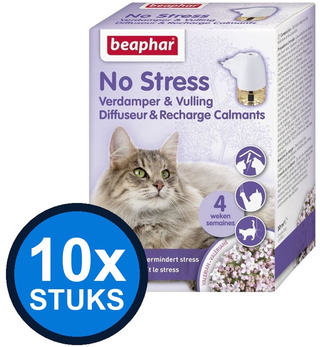 10x Beaphar - No Stress verdamper+navulling kat 30ml