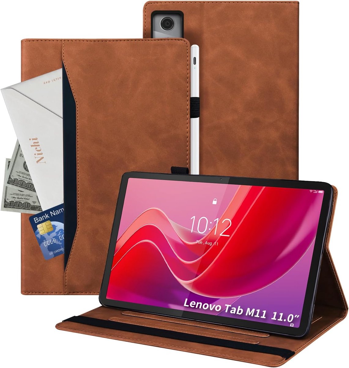SnelShoppen - Luxe PU Leren Tablet Case voor Lenovo Tab M11 11" 2024, Beschermhoes TB-330FU / 331FC, Bruin, Stijlvol en Duurzaam