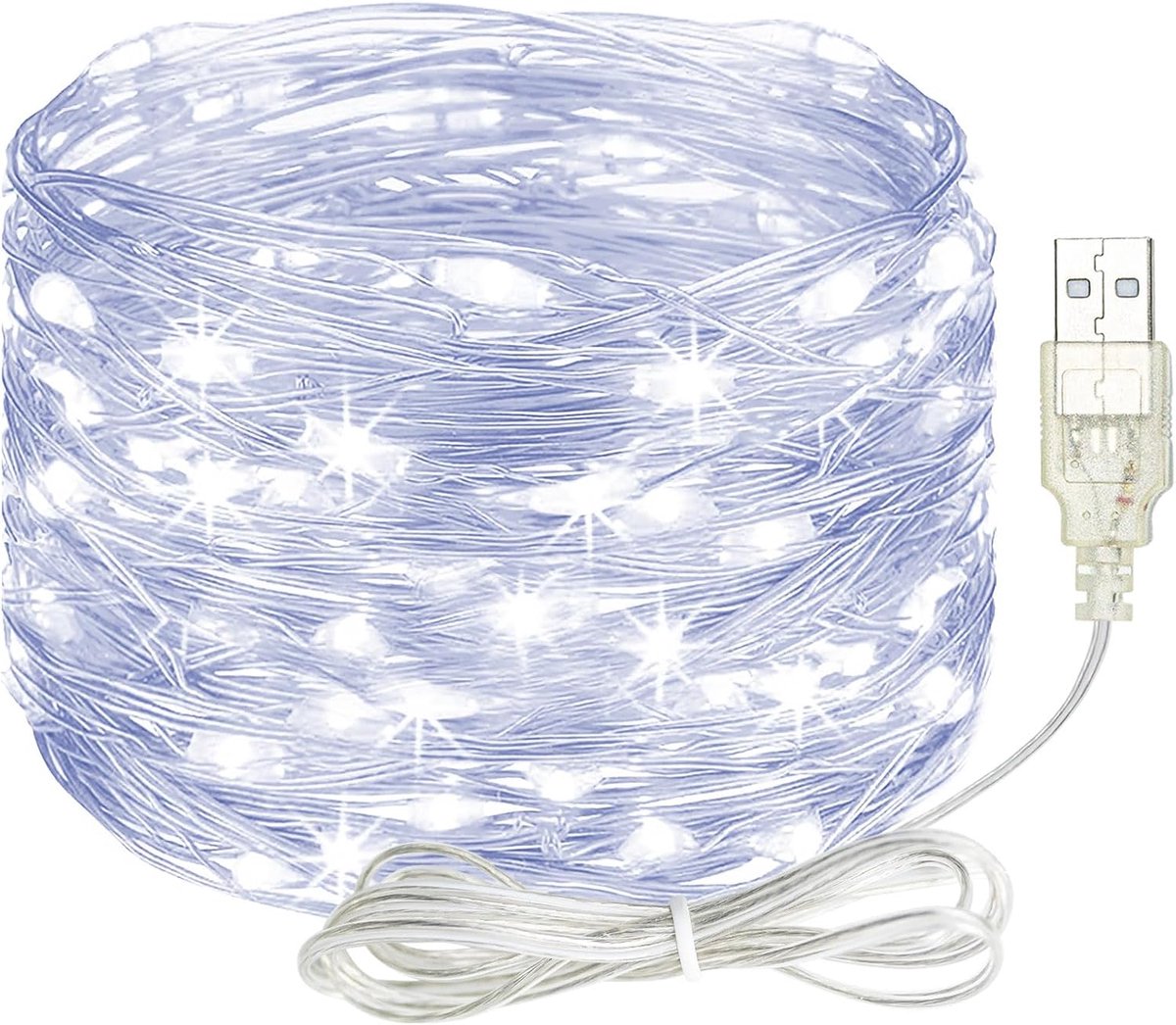 SnelShoppen - LED Sfeerverlichting Fairy Lights 5M 50 LED Koud Wit met USB, Waterdicht voor Buiten en Binnen, Perfect voor Feesten, Tuin, Bruiloften,