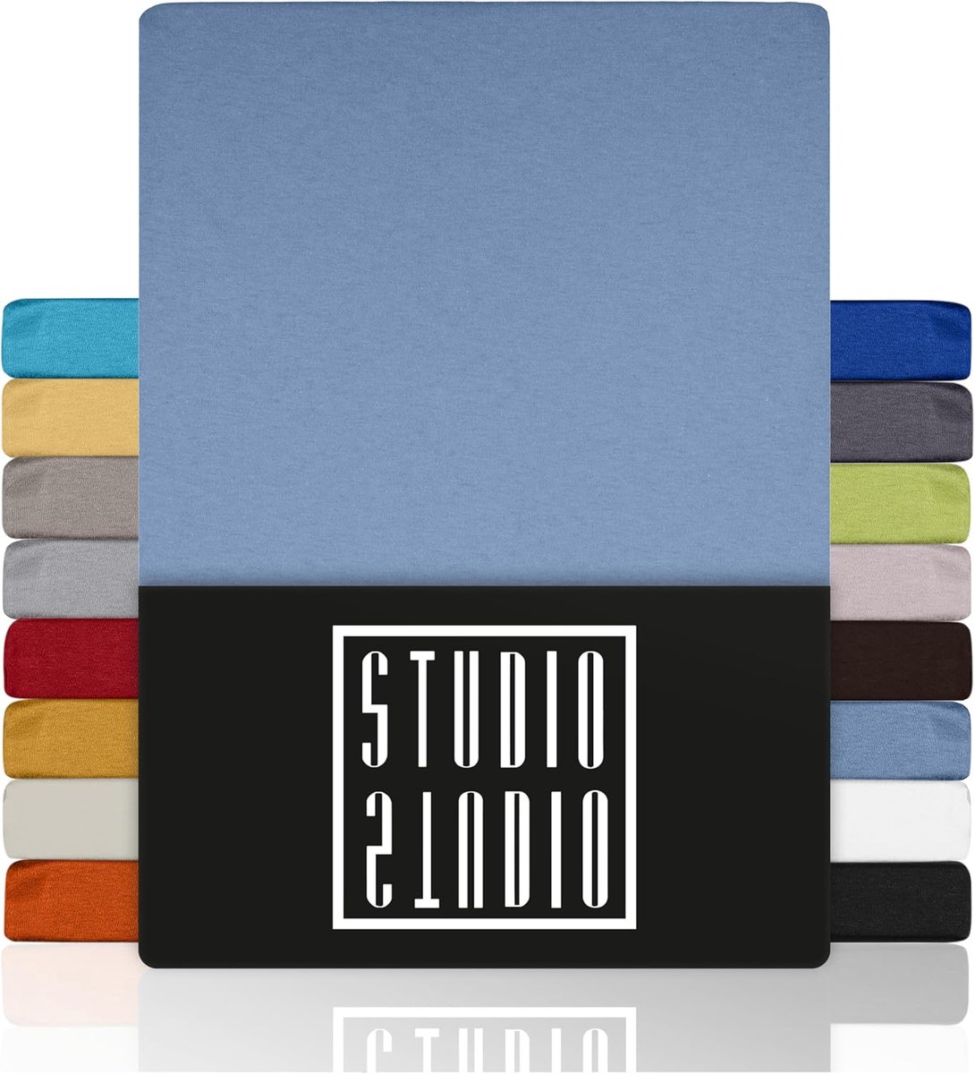 SnelShoppen - Spannbettlaken 90x200 cm - 100% Gekämmte Baumwolle - OEKO-TEX 100 - Middenblauw - Geschikt voor Matratzen tot 25cm - Allergy-vriendelijk