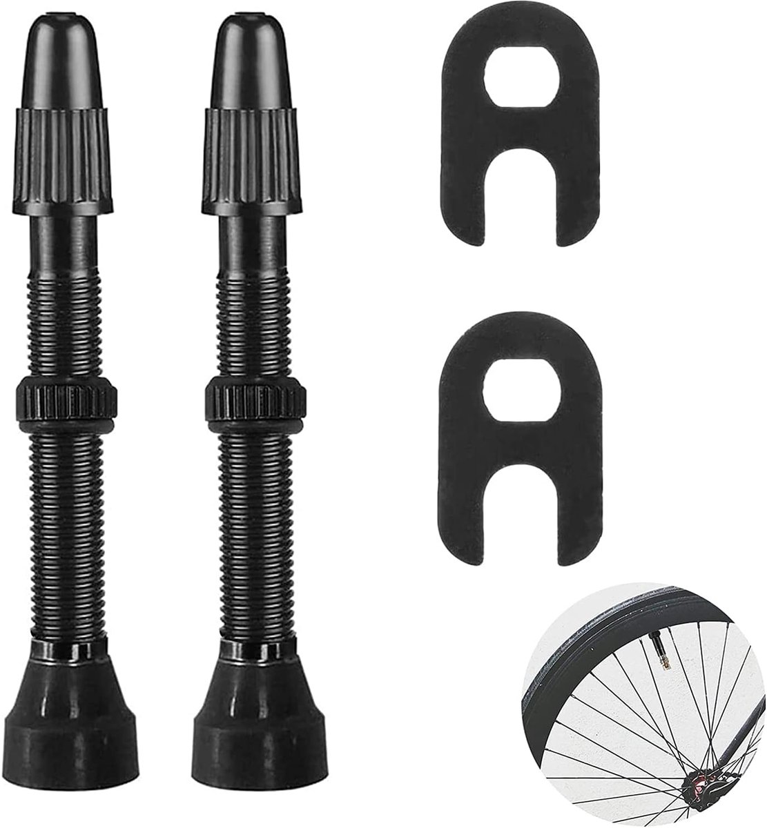 SnelShoppen - 4-Delige Aluminium Tubeless Ventielset met Verwijderbare Ventielstang voor Racefiets - 60mm - Duurzaam en Lichtgewicht Fietsaccessoire