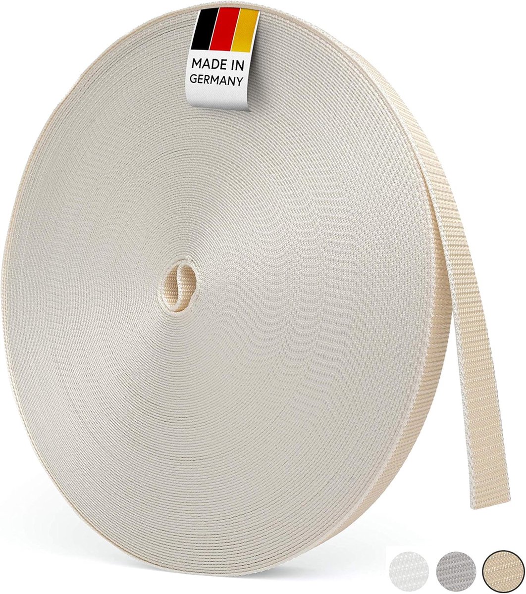 SnelShoppen - Roller Shutter Band 50 m, 14 mm, 18 mm, 20 mm, 23 mm, Sterk en UV-bestendig, Geschikt voor Rolluiken op Deuren en Ramen, Grijs/Wit