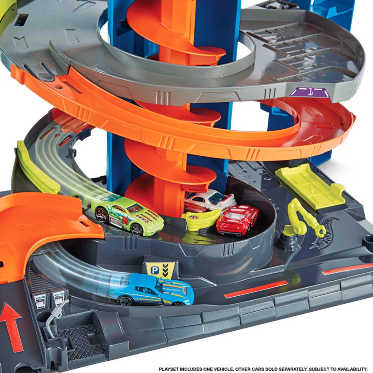 Hot Wheels City - Mega Garage met Racebaan - Hoogte 72 cm - Inclusief 1 Auto - Grote Parkeergarage met Lift en Racebanen en Parkeerplaatsen - Speelgoed vanaf 3 Jaar - Hotweels - Hotwheels Premium - Speelgoed Auto's - Speelgoed Autos Jongens Autootjes — afbeelding 5