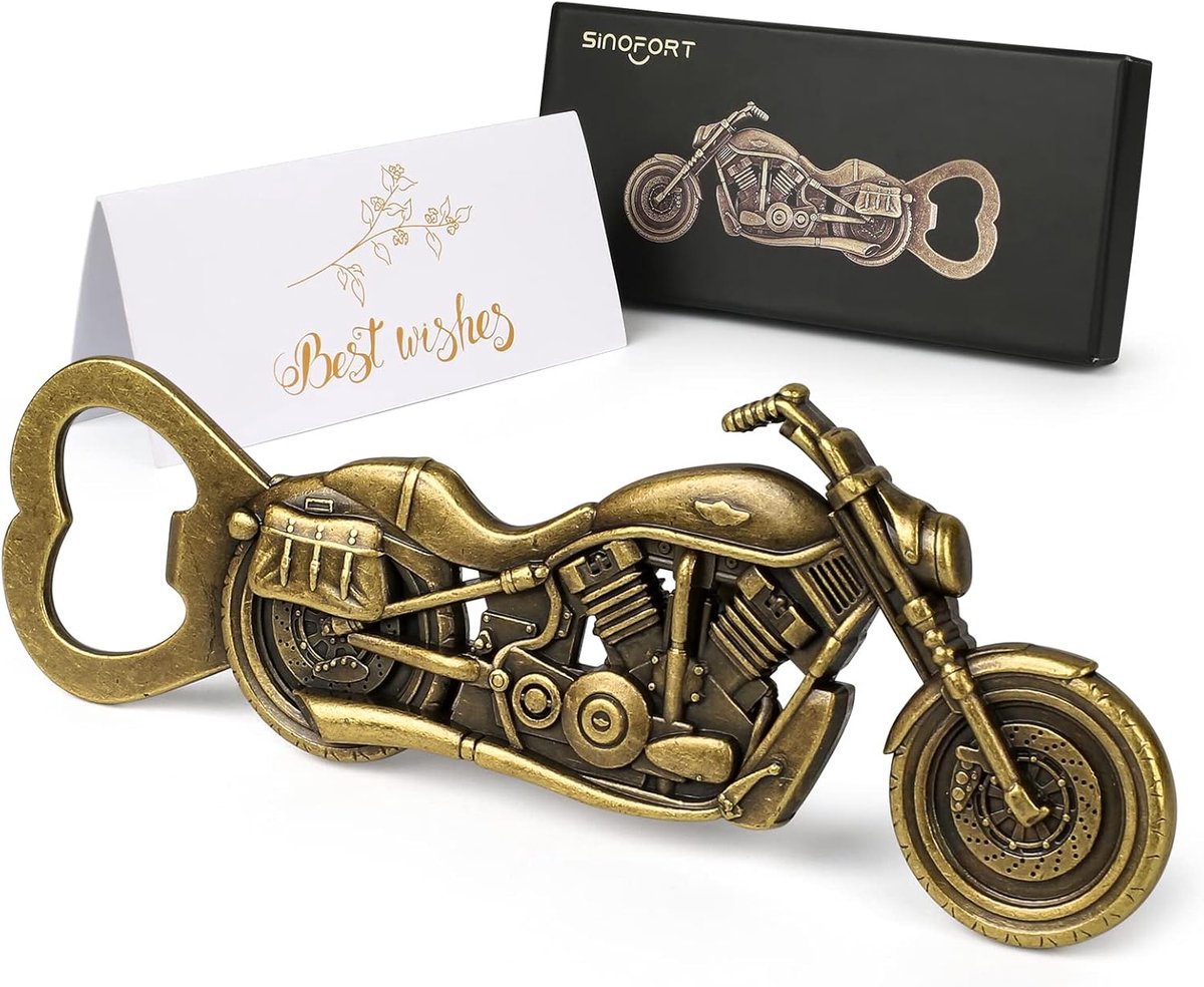 SnelShoppen - Vintage Flessenopener Motorfiets - Perfecte Cadeau voor Mannen, Motorliefhebbers, Vader, Echtgenoot, Grootvader, Vriend - Geschenkset me