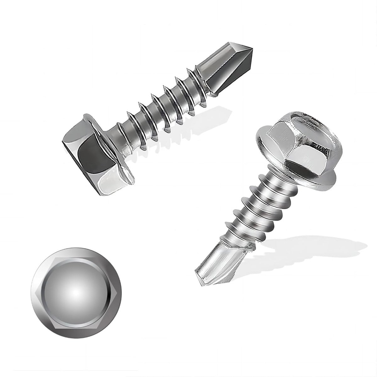 300 Stuks Zelftappende Schroeven voor Metaal, M4.8×19mm, Roestvrijstalen Schroeven voor Plaatmetaal, Hex Schroeven voor Diverse Toepassingen