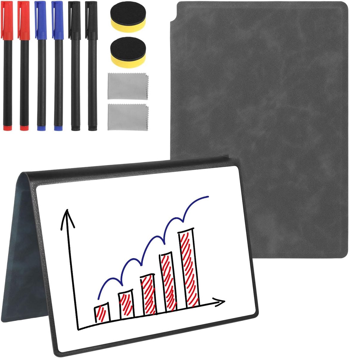 SnelShoppen - A5 Mini Whiteboard 2 Pack - Kleine Draagbare Schrijfplank met Markers, Wisser en Doek - Witte Borden voor Kantoor, School, Huis, Notitie