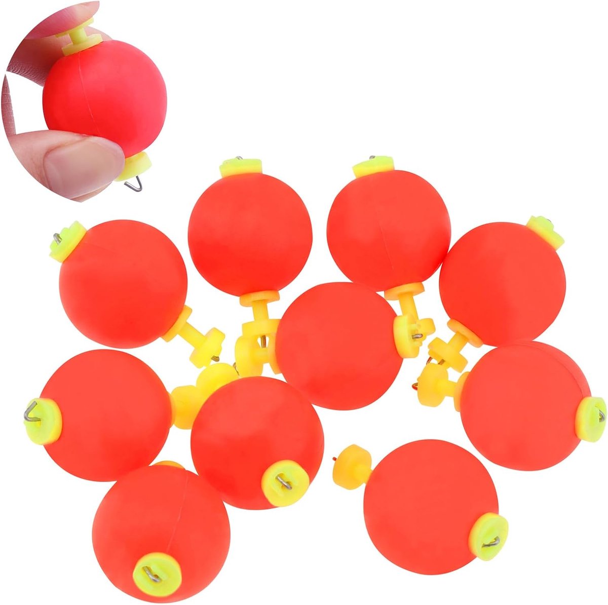SnelShoppen - 10pcs EVA Foam Vissersbobbers, Kleurige Drijvers, Snap-On Push Button Rond Bobbers, Voor Bait Fishing en Visserij