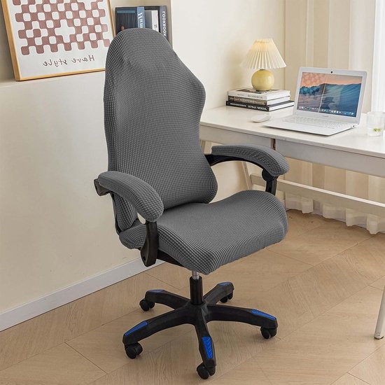 SnelShoppen - 4 Stuks Gaming Stoel Slipcover Wasbaar Antislip met Rits voor Gaming Stoel Computerstoel Zwenkstoel Lichtgrijs van snelshoppen — afbeelding 3