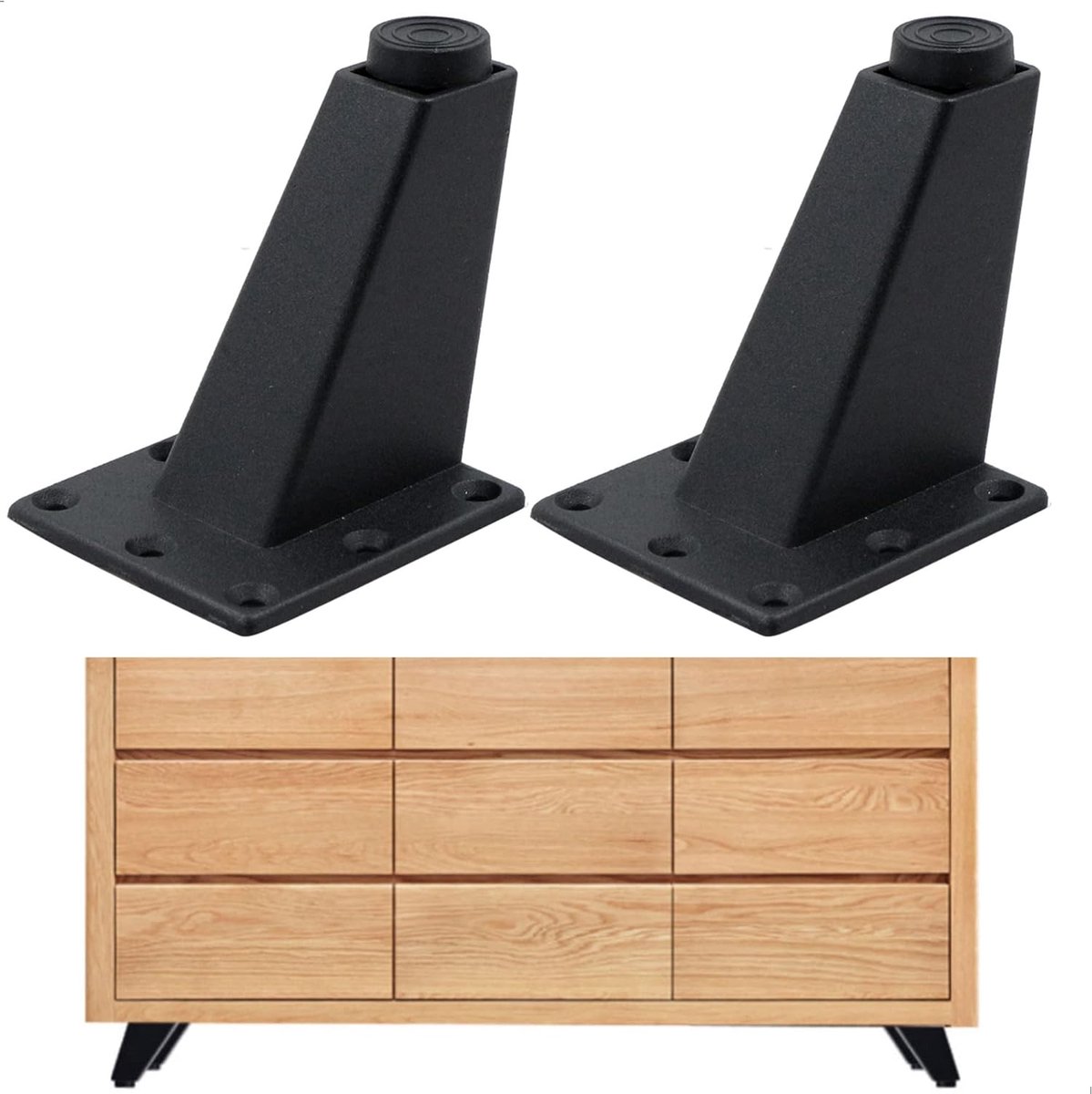 SnelShoppen - Furniture Legs - Verstelbare Sofa Voeten - Stijlvolle Meubelpoten - 8 cm Hoog - Zwart Zand - 4 Stuks - Geschikt voor Sofa, Tafel, TV Meu