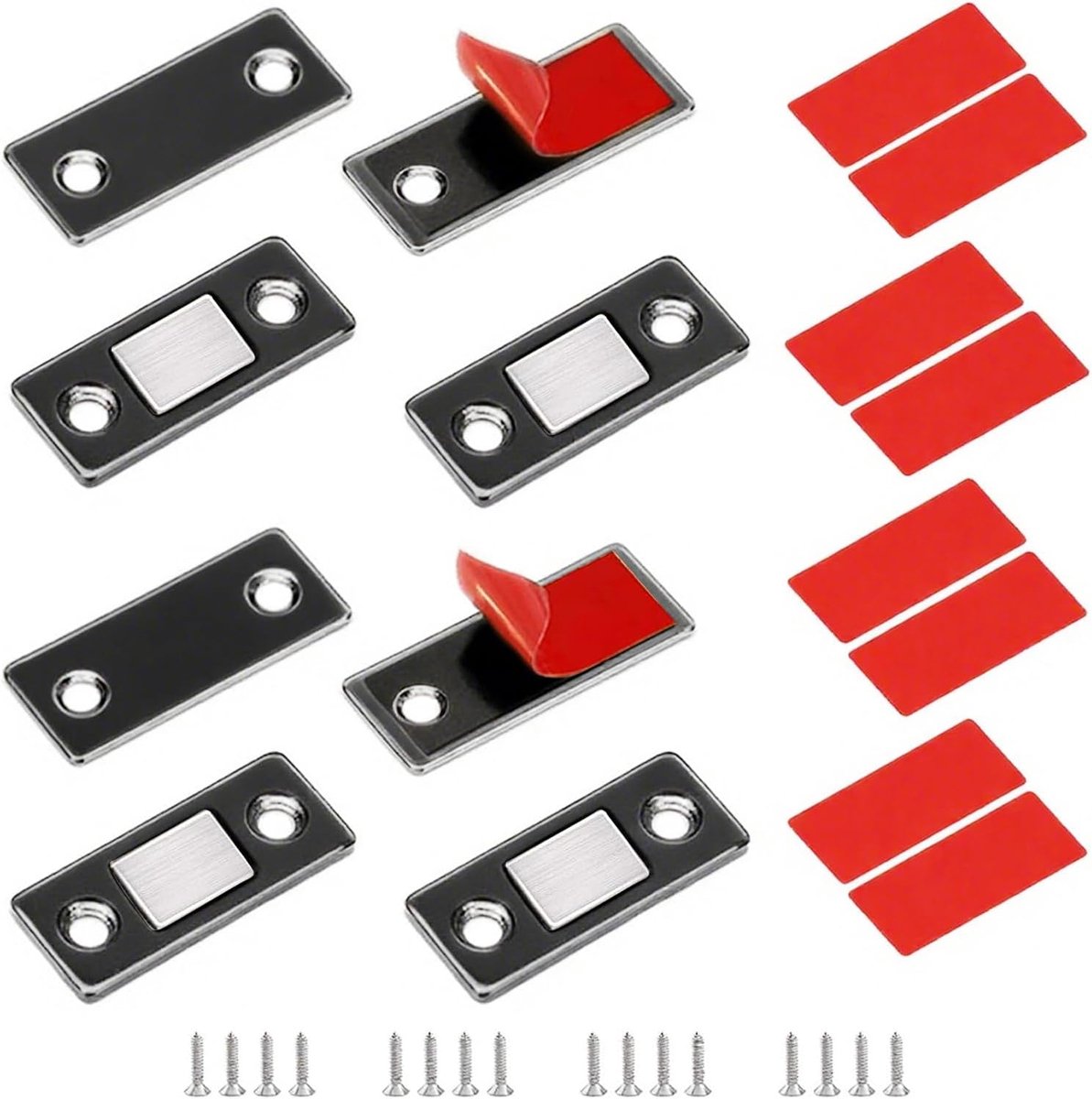 SnelShoppen - Deurmagneten Sterke Magnetische Kastdeur 4 Stuks Zelfklevend Roestvrij Staal Zwart Meubelmagneten voor Schuifdeuren Keuken Ramen Kast