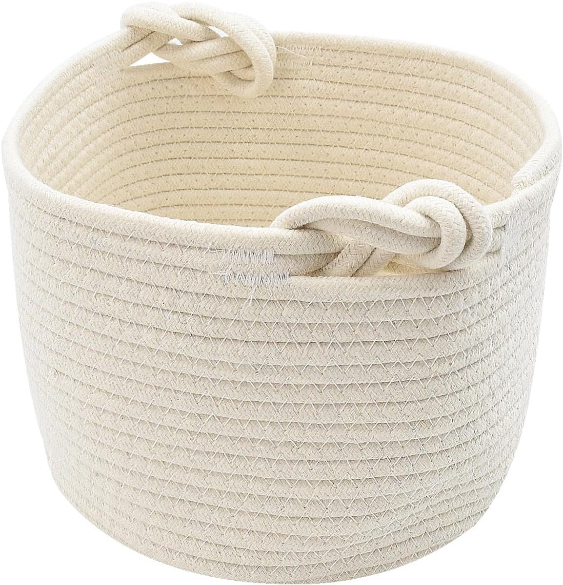 SnelShoppen - Witte Kleine Geweven Opbergmand met Robuuste Handvat, Herbruikbare Cadeaumand, Leeg, Organiser voor Peuterspeelgoed, Katoen Draad, Baby