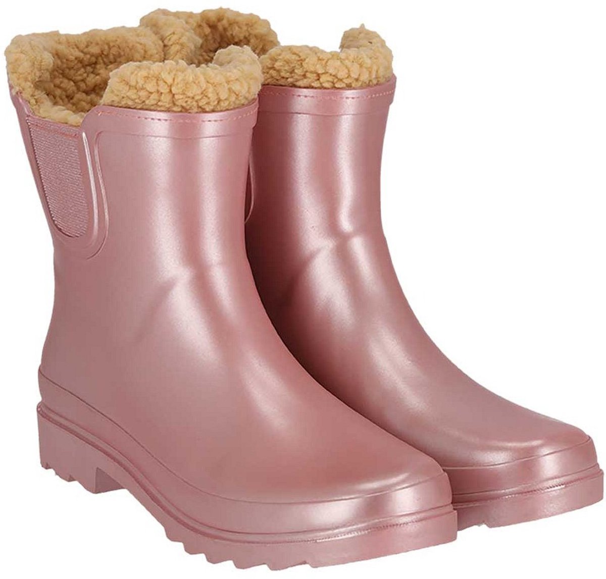 Roze metallic gevoerde Chelsea damesregenlaars Rubber Rain Boots van XQ 39