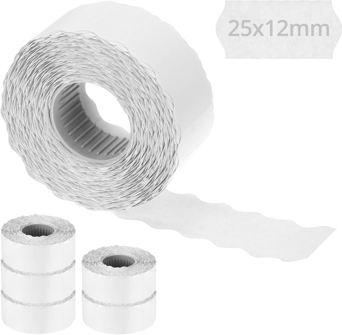 SnelShoppen - 9000 Zelfklevende Prijsetiketten 26x12mm Wit - Rectangulaire Etiketten met Golfrand - Perfect voor Prijsindicatie - 9 Rollen