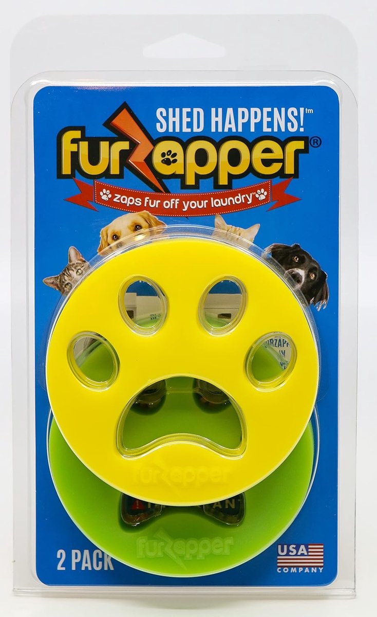 SnelShoppen - FURZAPPER 2 Pack Huisdier Haren Verwijderaar voor Wasmachine en Droger - Geel, Hypoallergeen, Herbruikbaar, 70cc, Voor tot 2 Huisdieren