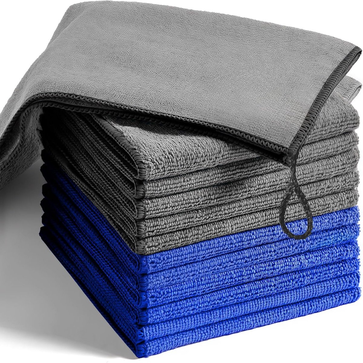 SnelShoppen - Microfibre Doeken Set - 12 Stuks - Absorberende Keuken Doeken - Theedoeken, Afwasdoeken, Barista Doeken - 6 Blauw, 6 Grijs - Voor Huisho