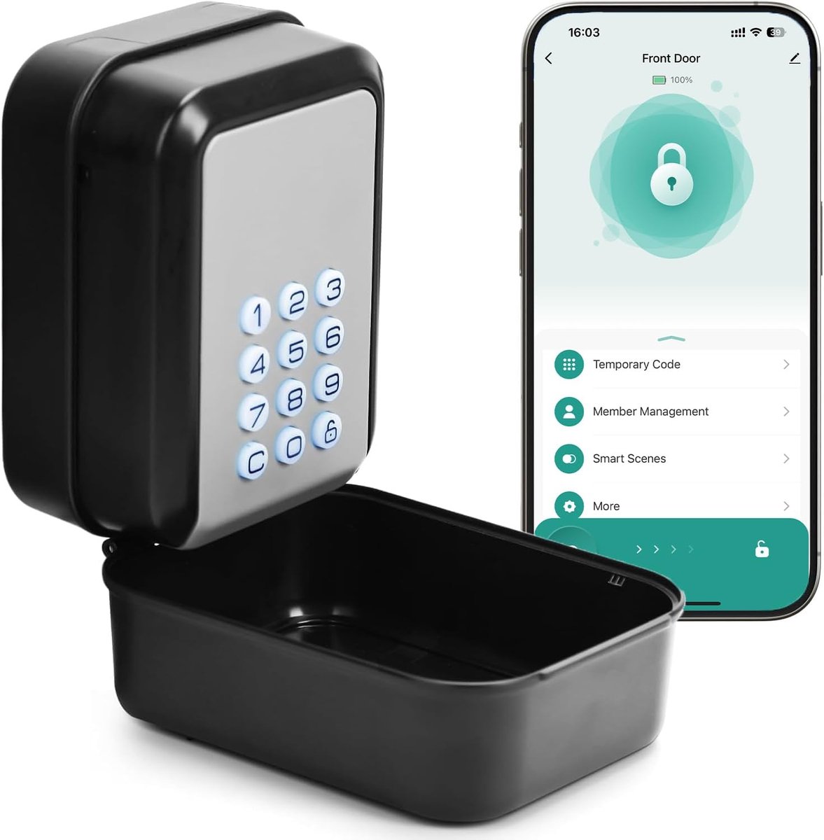 SnelShoppen - PAIRIER Smart Sleutelbox, Bluetooth Lock Box met Tuya APP, PIN-code, 12-cijferige Cijfercode, Ideaal voor Huis, Garage, Vakantiewoning e