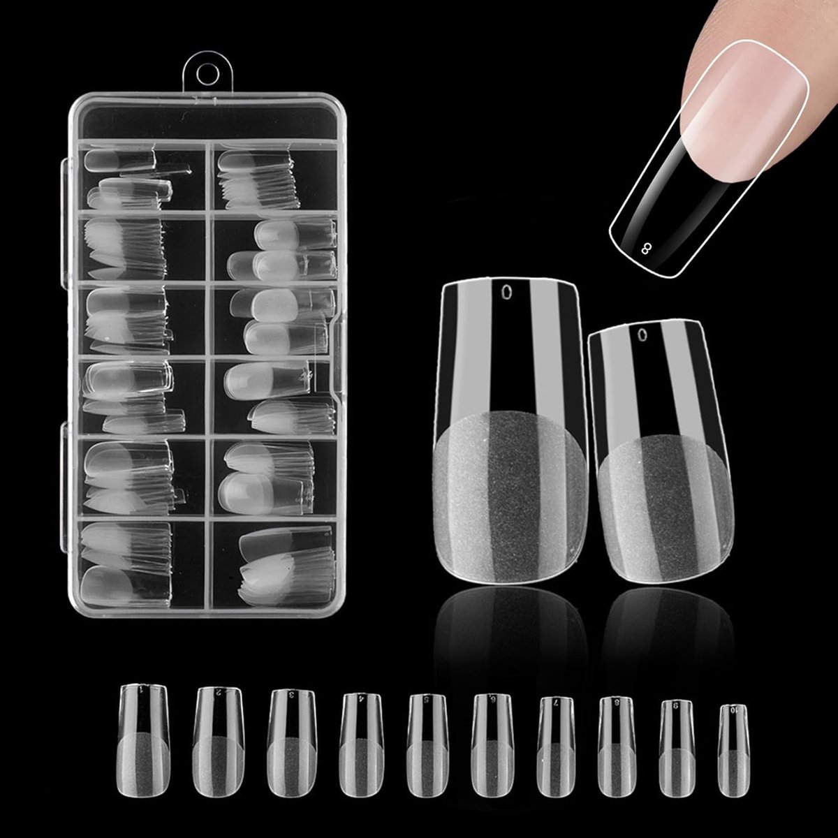 SnelShoppen - 240 Stuks Valse Nagels Set met 10 Maten voor Professionele Nagelsalons - Lichtgewicht, Ademend, Niet Giftig, Perfect voor Nagelkunst
