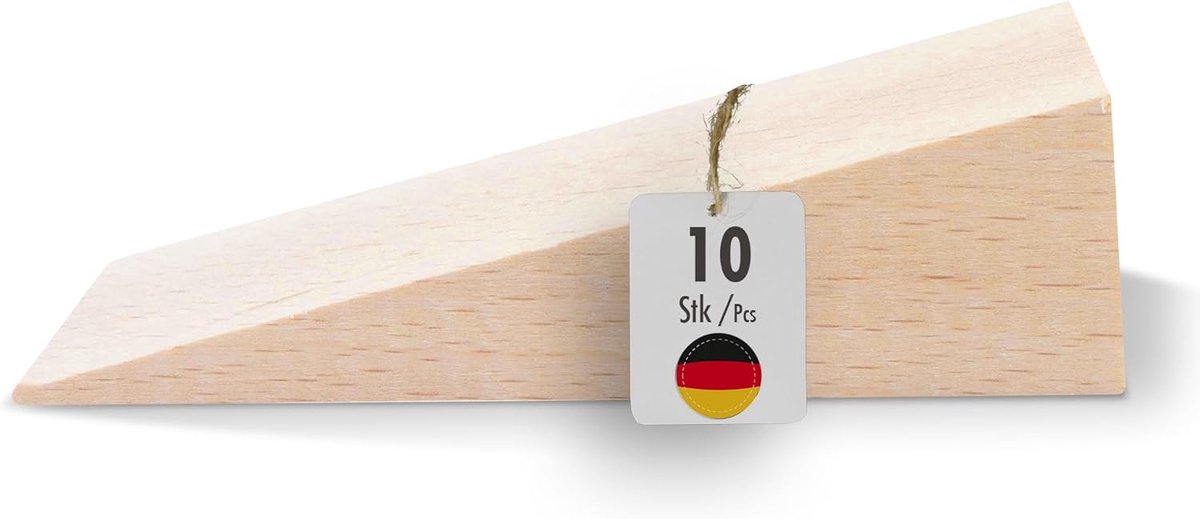 SnelShoppen - 10 x Houten Wedges - Beuken Hout Deurstopper Set - Multifunctionele Laying Wedges voor DIY, Meubelmontage, Laminaat & Tegels - 90 x 30 x