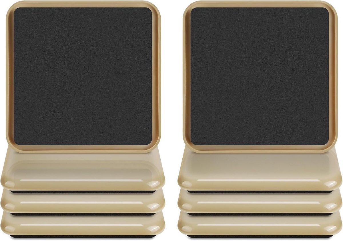 SnelShoppen - Extra Large Furniture Sliders 120x120mm, 8 Stuks, Vierkante Vloerbeschermers voor Zware Meubels, Sofa's en Koelkasten, Ideaal voor Tapij