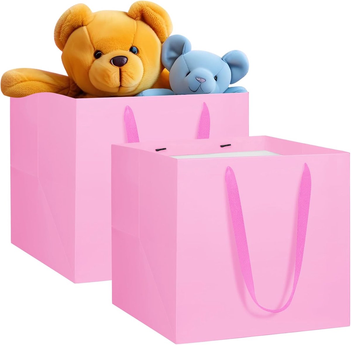 SnelShoppen - Grote Roze Cadeauzak met Handvatten 30x30x30cm - Papieren Gift Bag voor Feesten, Verjaardagen, Bruiloften, Kerst, Bloemen, Taart en Meer