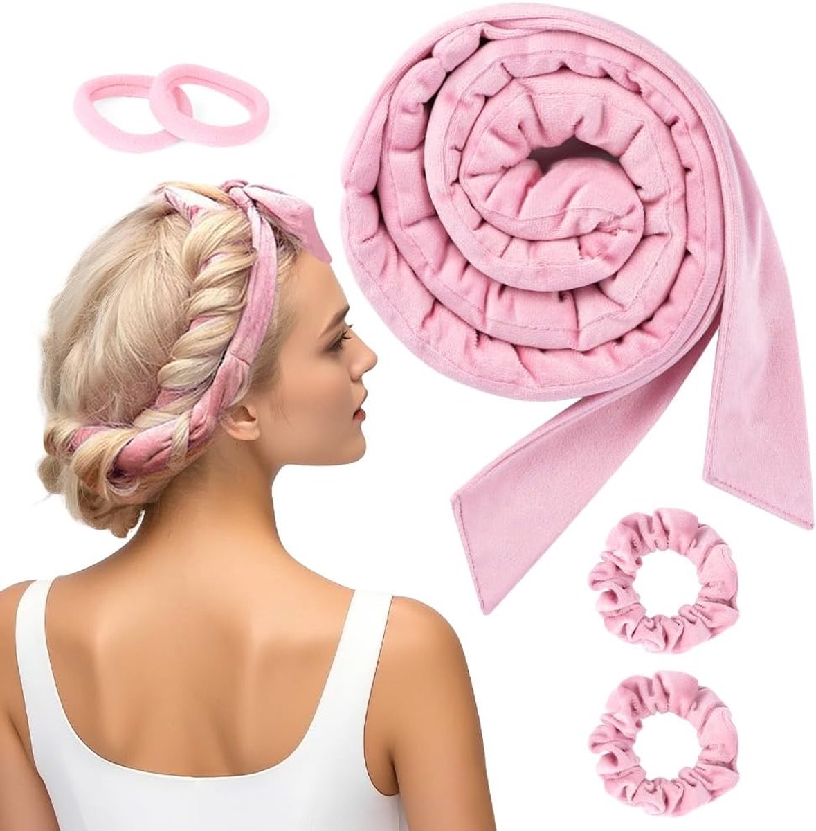SnelShoppen - Heatless Curlers Headband 5pcs - Geen Hitte Haar Krullers en Rollers - Zachte Nacht Krullen Set voor Vrouwen - Voor Lang en Kort Golvend