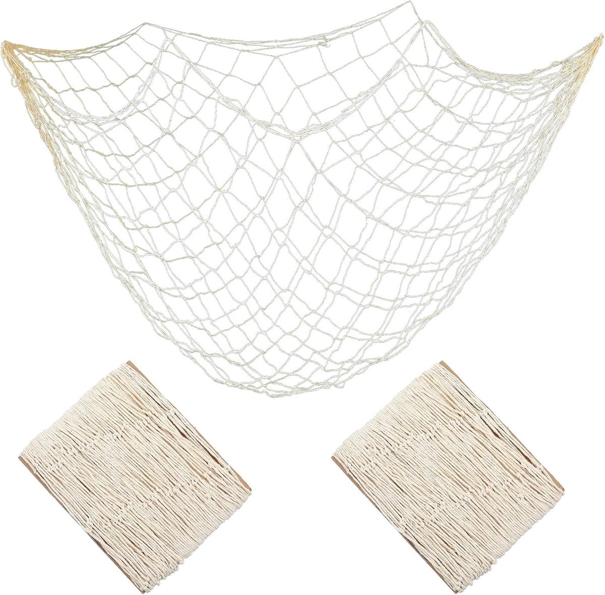 SnelShoppen - 2 Stuks Vissennet Decoratie 150 x 100 cm Katoenen Vissennet, Rustieke Wanddecoratie voor Strandfeesten, Thema Events, Buiten en Binnen