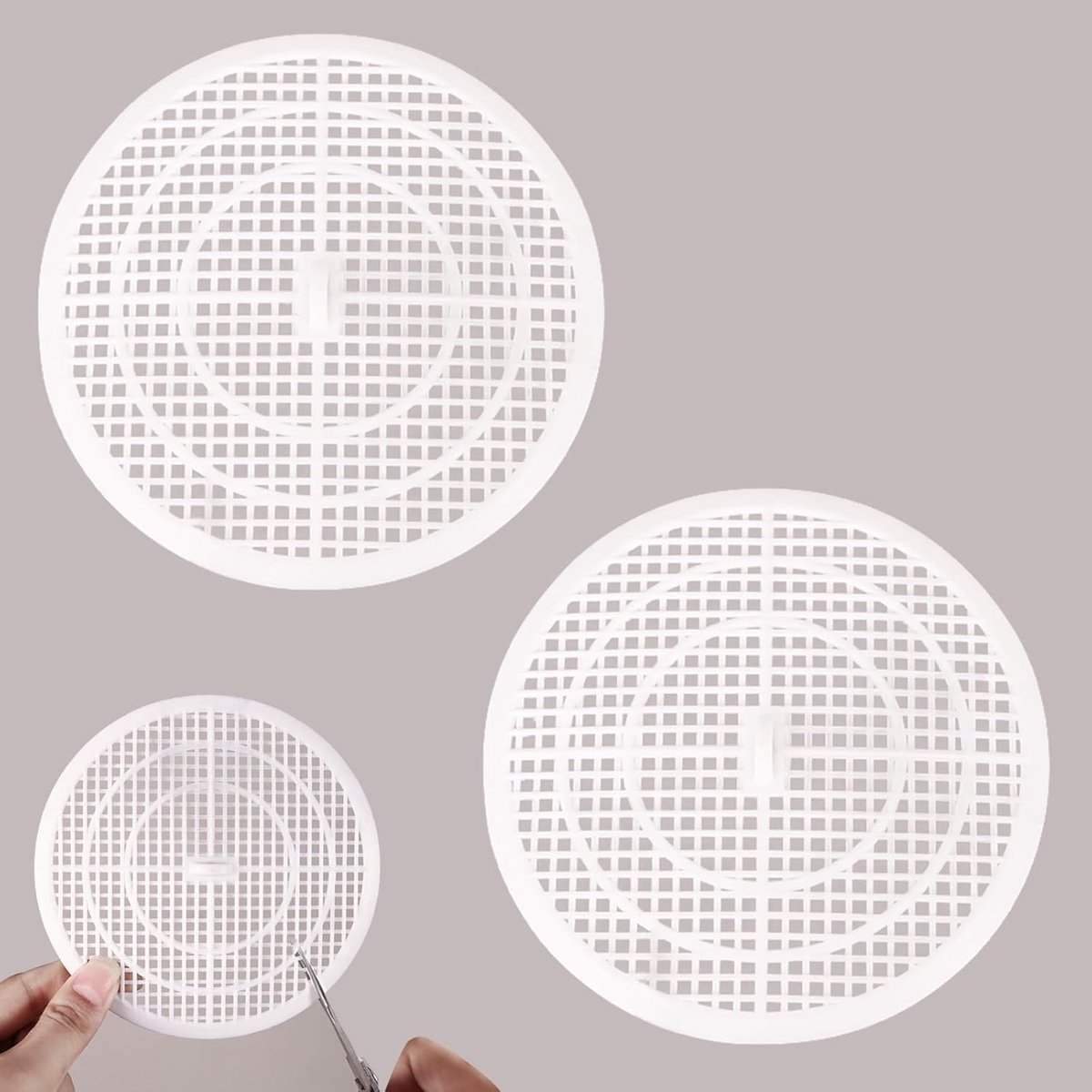 SnelShoppen - 2 Stuks Douchefilter Haarfilter, 120mm Afvoerfilter voor Douchebak, Badkamer, Keuken, Wit, Snijbaar en Aanpasbaar