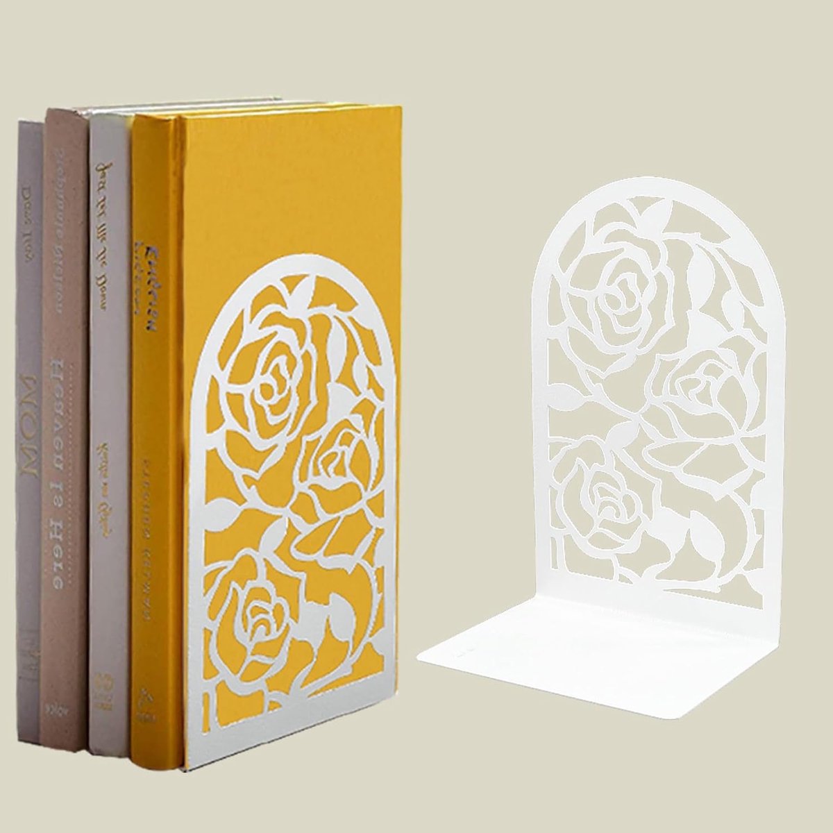 SnelShoppen - Boekenkasten Boeksteunen Metaal L-vormig Zwart en Roze Witte Boekenverdelers Krasbestendig voor Kantoor, Thuis, CD's, Boekhandel en Bibl