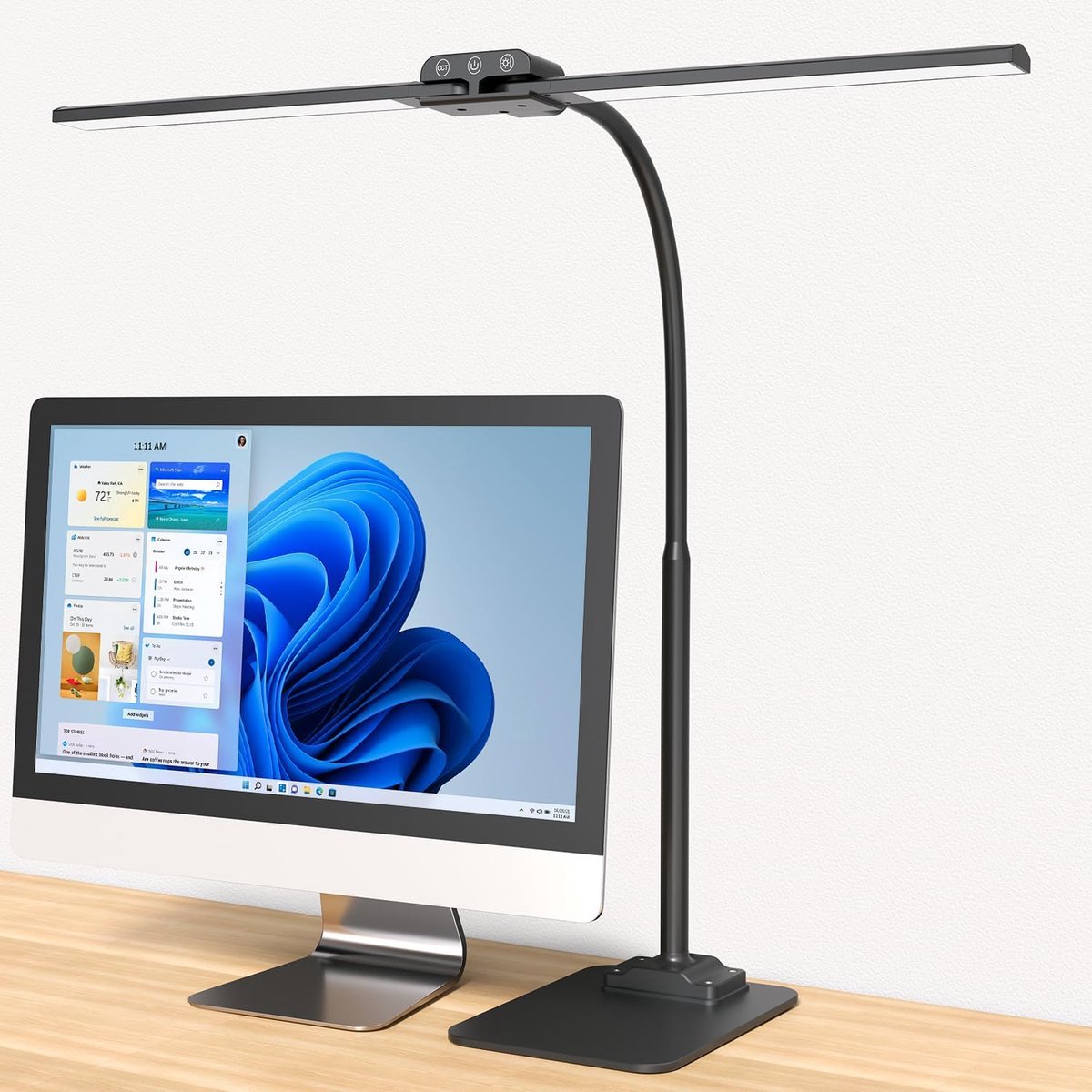 SnelShoppen - Dimbare Bureaulamp LED - Dubbele Kop Metalen Tafellamp - Oogbeschermende Daglichtlamp voor Thuiswerk - Zwarte Kantoorverlichting voor St