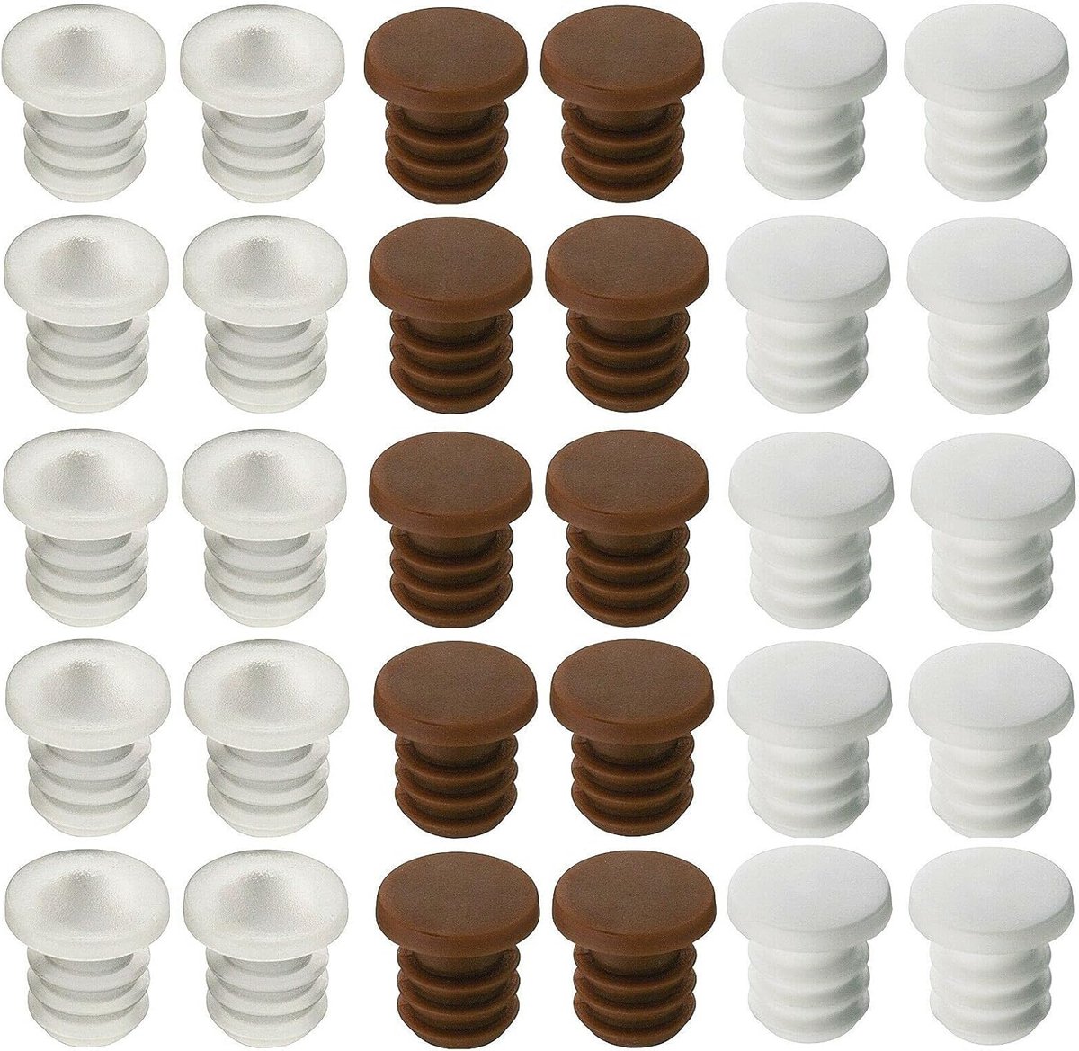 SnelShoppen - 10x Stop Buffer Drilling Silicone Rubber Deur Buffer 6mm Voor Meubels, Lades, Keuken, Vitale Bescherming - Bruin, Wit, Transparant