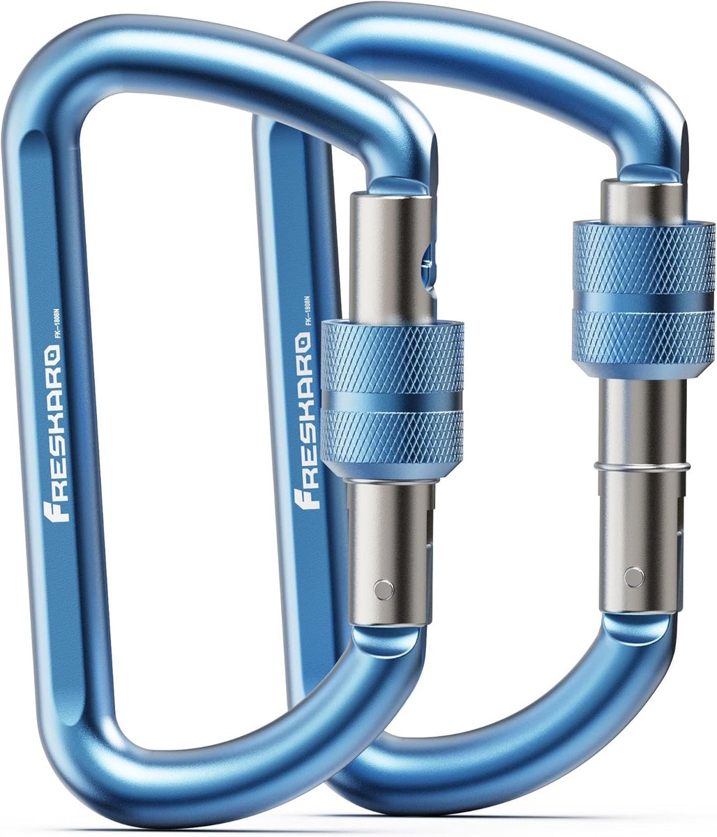 SnelShoppen - 3 Inch Locking Carabiner Hooks, Aluminium Carabiners tot 1220 kg, Heavy Duty voor Hammocks, Yoga Swing, Camping, Sleutelhanger, Honden,