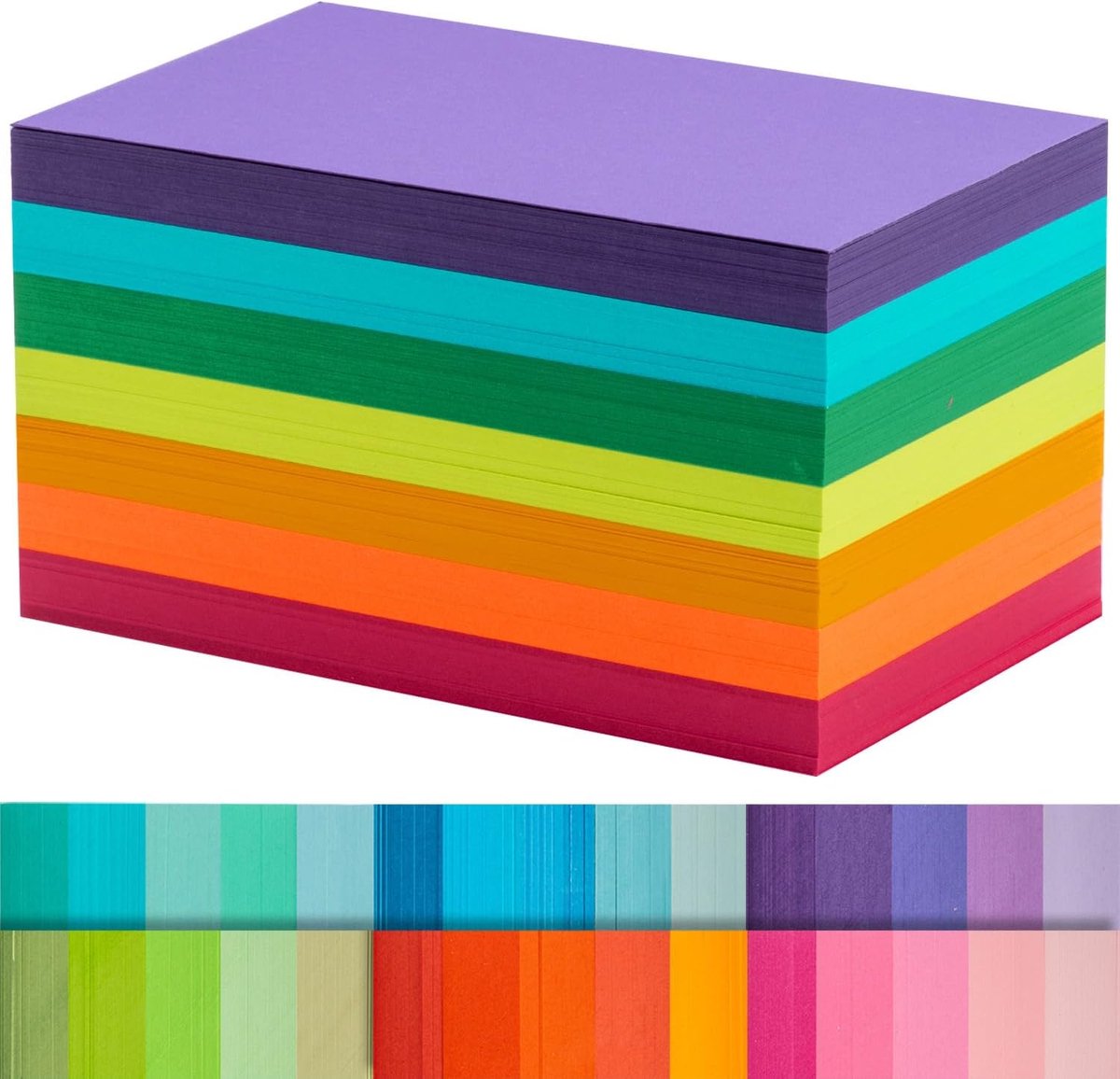 SnelShoppen - Indexkaarten 301 Stuks 3x5 Inch Flashcards 180gsm Zware Papier Set 7 Kleuren Multicolour Studekaarten voor School, Kantoor en Werk