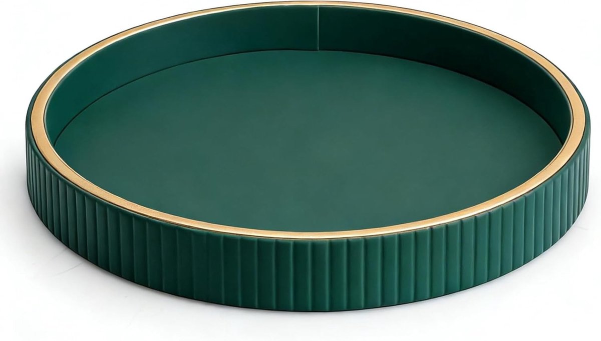 Lederen Opbergbak voor Bureau - Decoratieve Organizer voor Sleutels, Telefoon en Cosmetica - Stijlvolle Lade voor Diverse Spullen (Groen)
