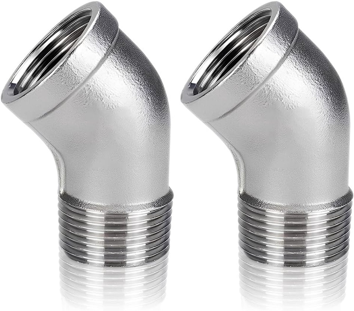 45 Degree Tube Verbinding 3/8 Inch IG naar 3/8 Inch AG, RVS Hoekverbinder voor Pijpen, Perfect voor Tuin en Bouwtoepassingen
