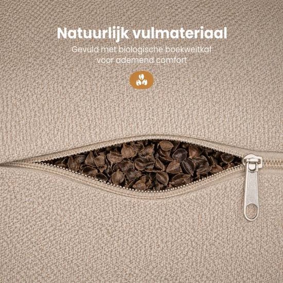 MindBaas - Yoga Bolster - Eco - Crème - Dubbel Gestikt - 60 x 20 cm (lengte x diameter) - Yoga Kussen - Yoga Rol van MindBaas — afbeelding 4