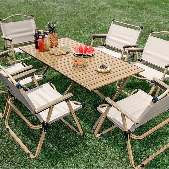 Reky Klaptafel - Tafel - Campingtafel - Picknicktafel - Inklapbare tafel - Buitentafel - Opbergtas - Houtkleur - 88x60x41cm — afbeelding 4