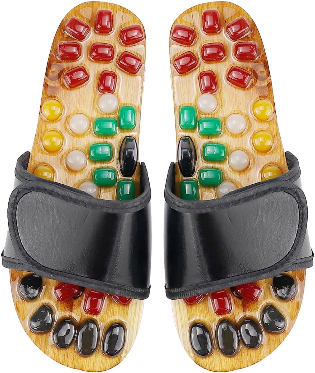 SnelShoppen - Jade Massage Pantoffels - Acupunctuur Schoenen voor Voetreflexzones - Massage Voetmassage voor Heren - PU Materiaal - Maat 39-40 - Gezon