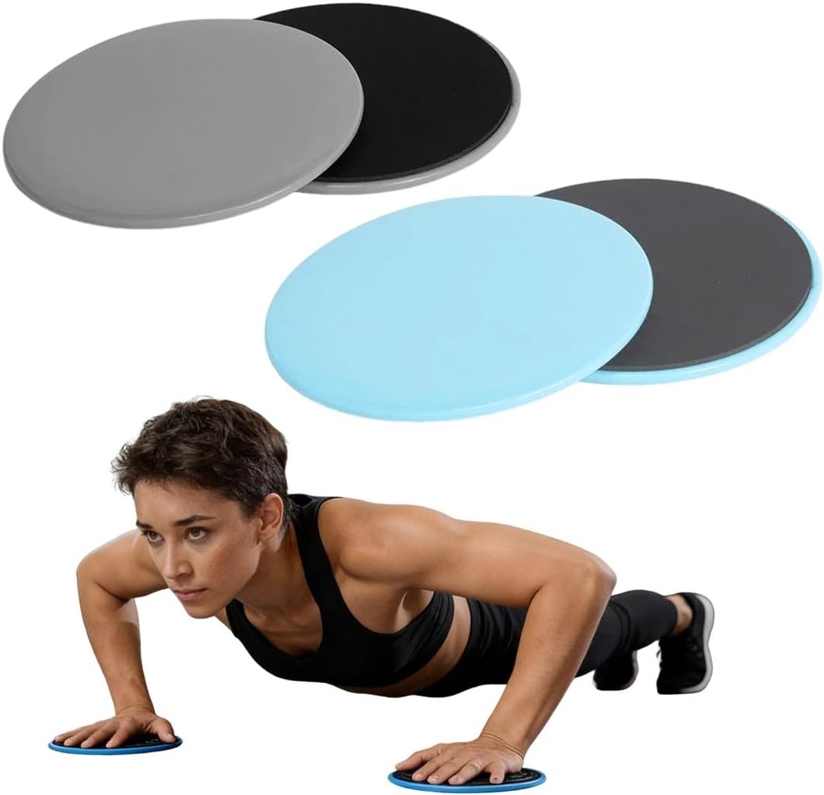 Dubbelzijdige sliding discs voor fitness - 4 stuks - Ideaal voor training op tapijt en tegels, versterk je core en verbeter je balans
