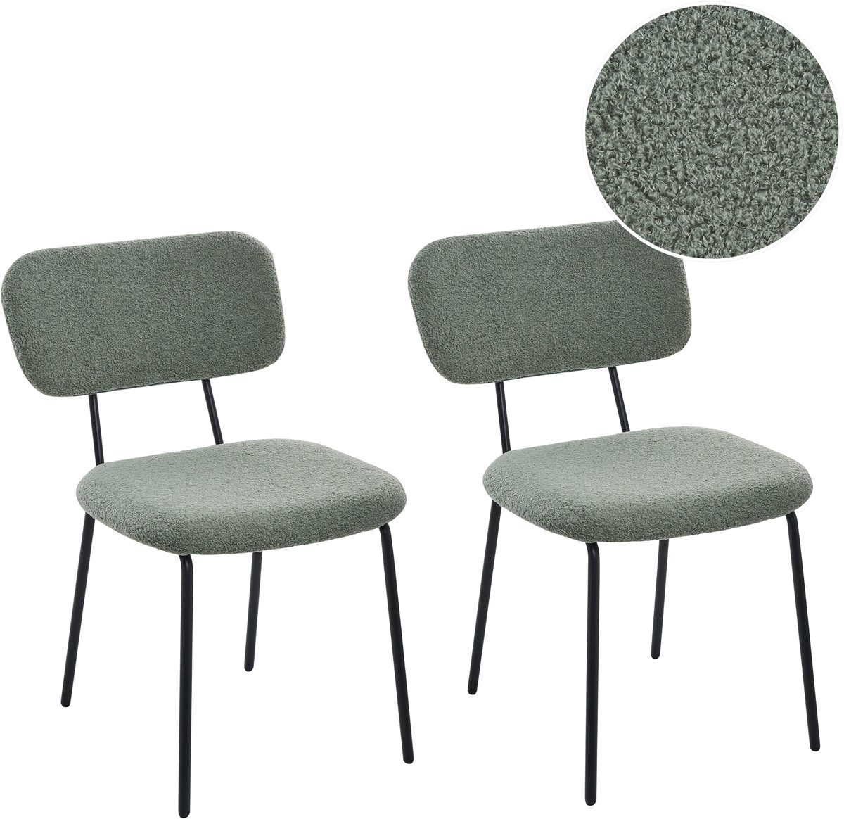 ADAIR - Eetkamerstoel set van 2 - Lichtgroen - Bouclé