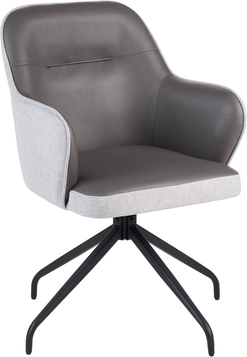 STOWE - Draaibare eetkamerstoel - Grijs/Lichtgrijs - Polyester